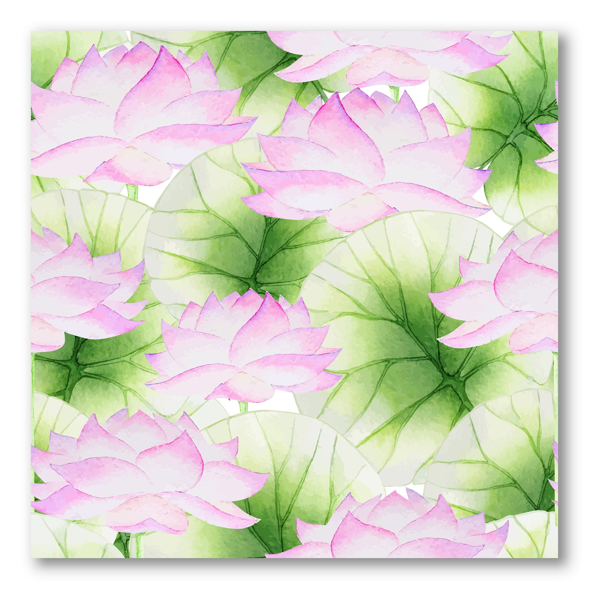 Designart ' Ancient Pink Lotuses In The Pond IX ' Traditional Canvas Wall Art Print