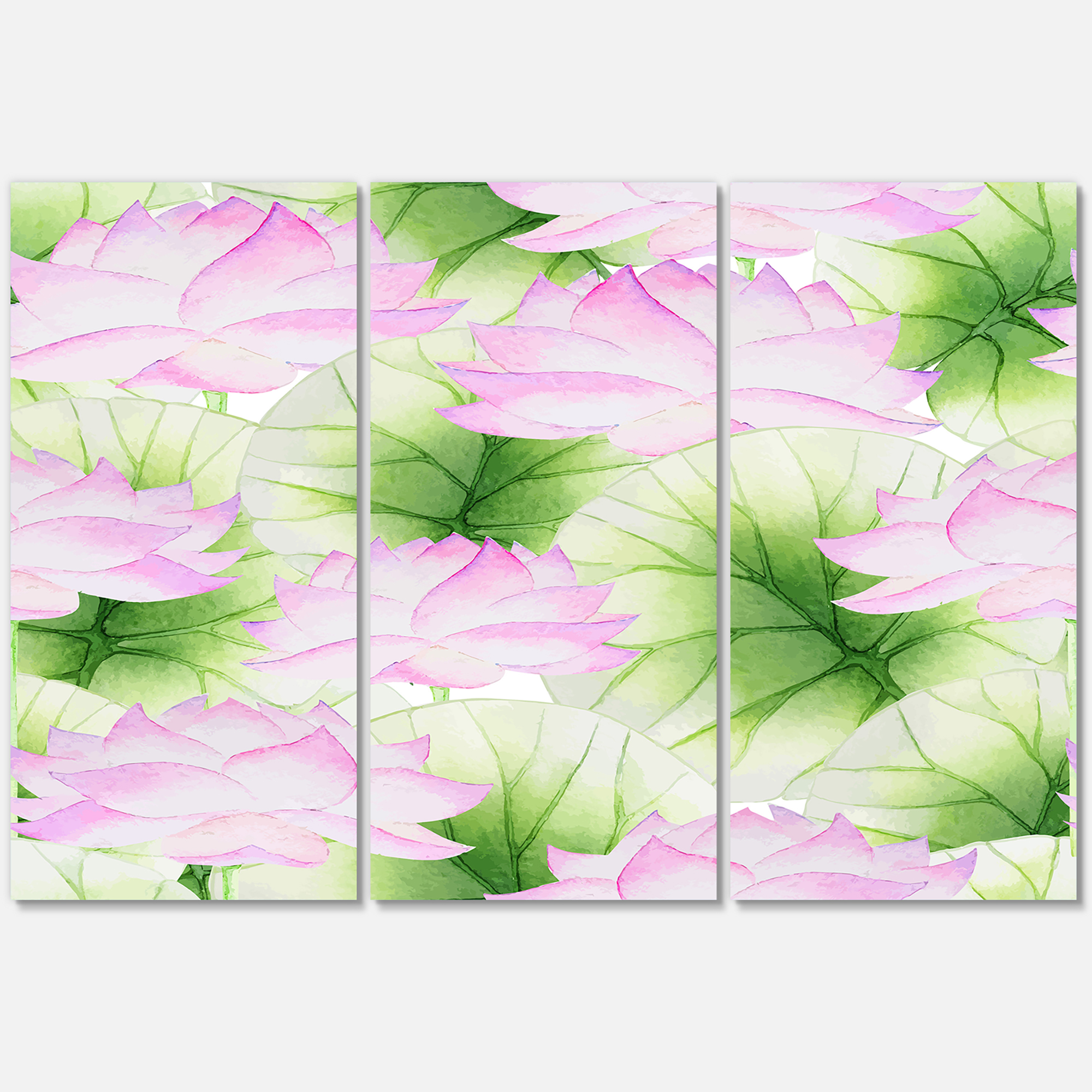 Designart ' Ancient Pink Lotuses In The Pond IX ' Traditional Canvas Wall Art Print