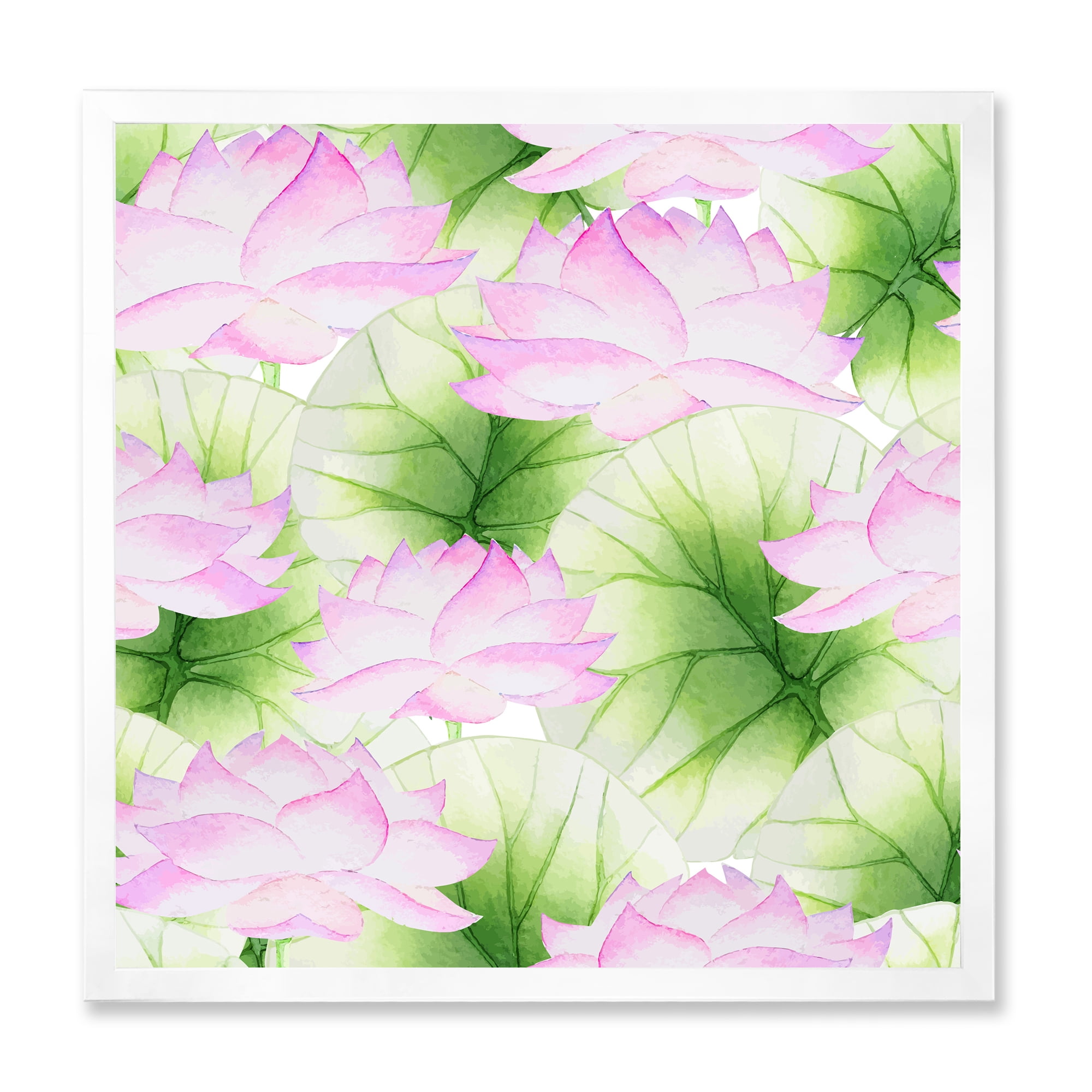 Designart 'Ancient Pink Lotuses In The Pond IX' Traditional Framed Art Print