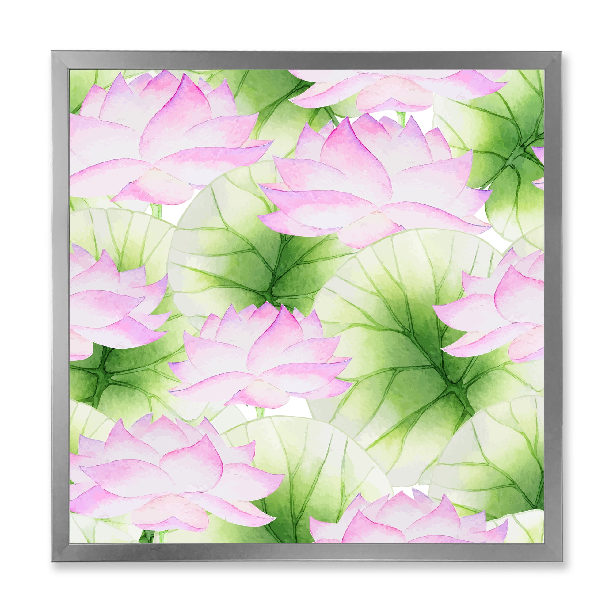 Designart 'Ancient Pink Lotuses In The Pond IX' Traditional Framed Art Print