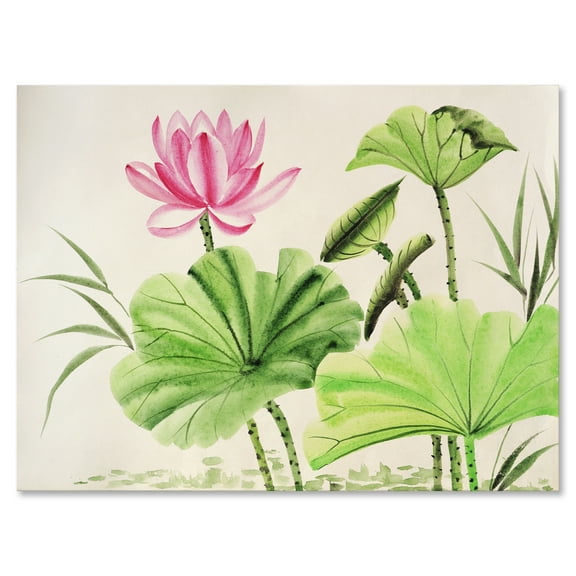 Designart ' Ancient Pink Lotuses In The Pond V ' Traditional Canvas Wall Art Print
