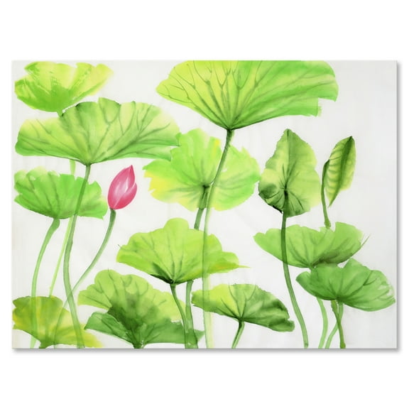 Designart ' Ancient Pink Lotuses In The Pond VIII ' Traditional Canvas Wall Art Print