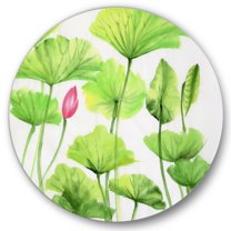 Designart 'Ancient Pink Lotuses In The Pond VIII' Traditional Circle Metal Wall Art 36x36 - Disc of 36