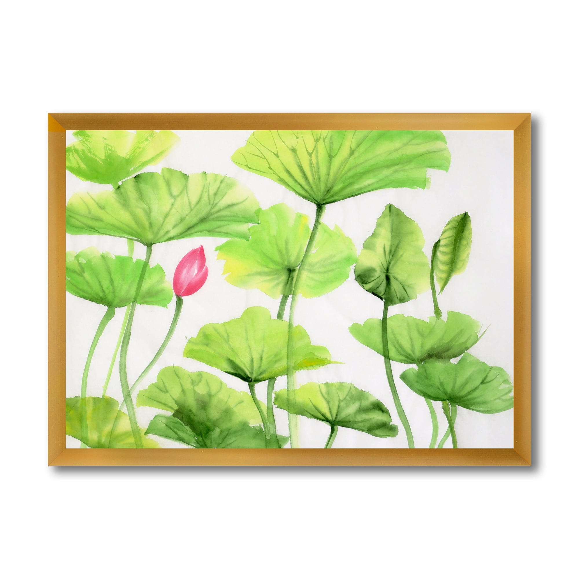 Designart 'Ancient Pink Lotuses In The Pond VIII' Traditional Framed Art Print