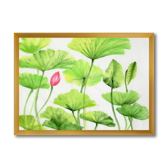 Designart 'Ancient Pink Lotuses In The Pond VIII' Traditional Framed Art Print