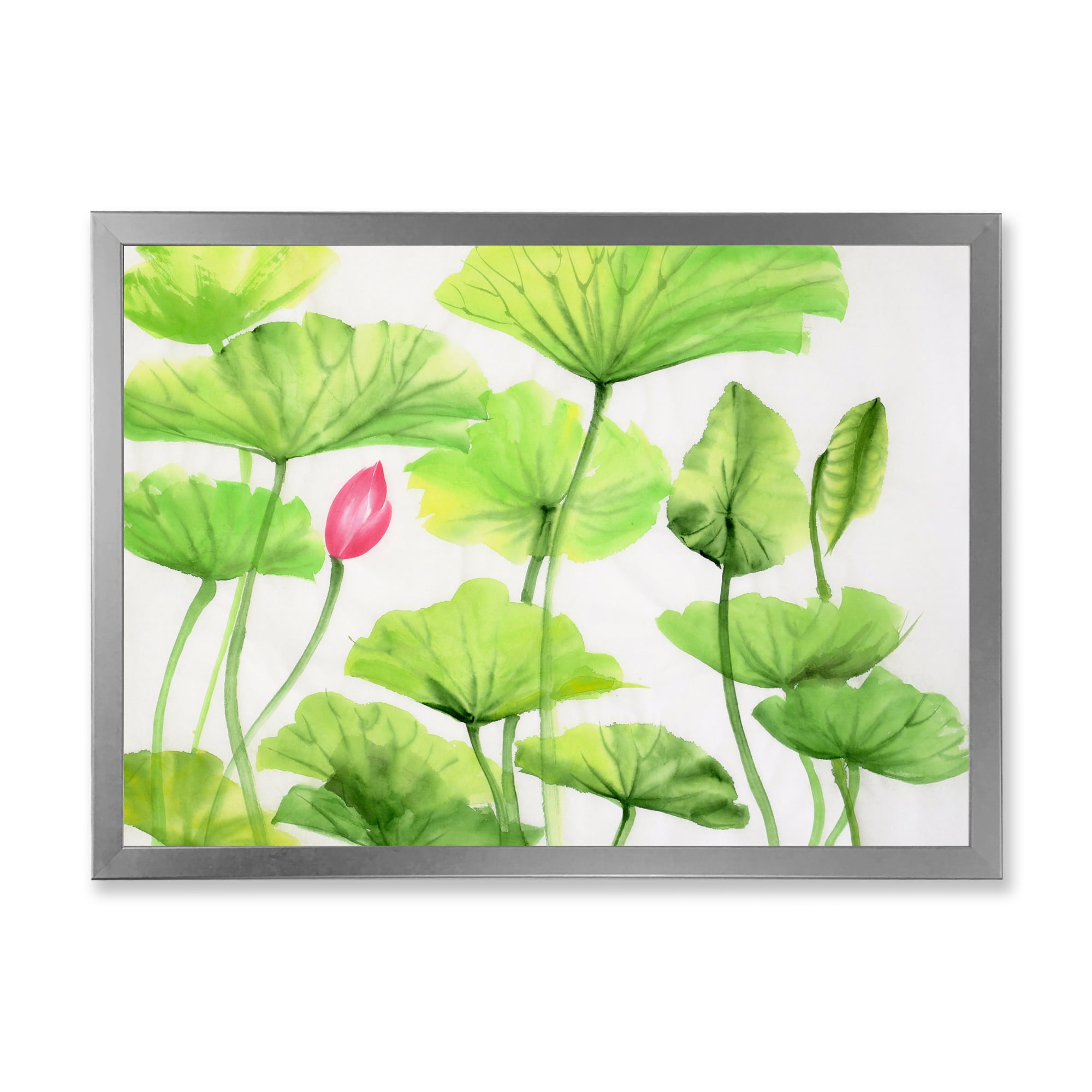 Designart 'Ancient Pink Lotuses In The Pond VIII' Traditional Framed Art Print