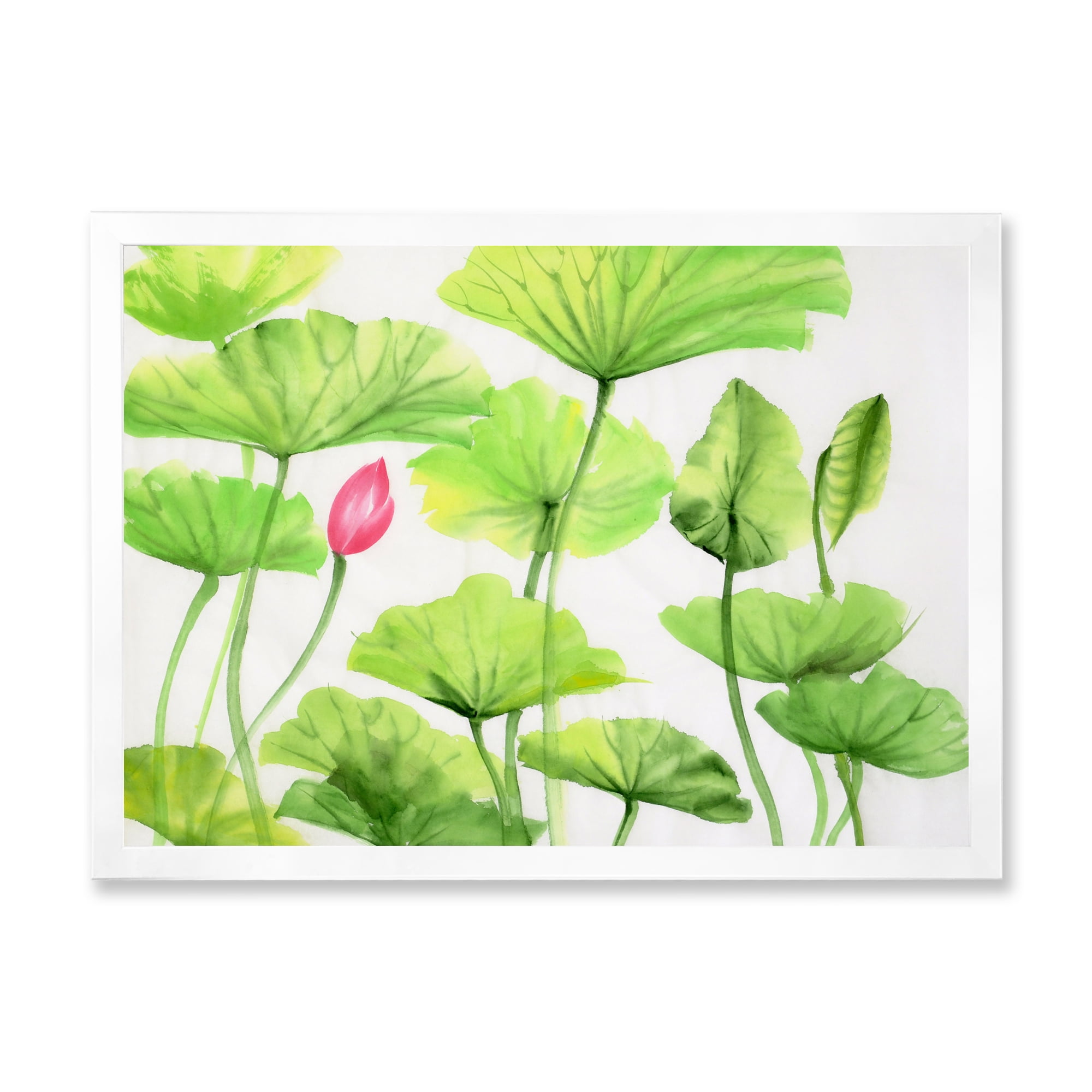Designart 'Ancient Pink Lotuses In The Pond VIII' Traditional Framed Art Print