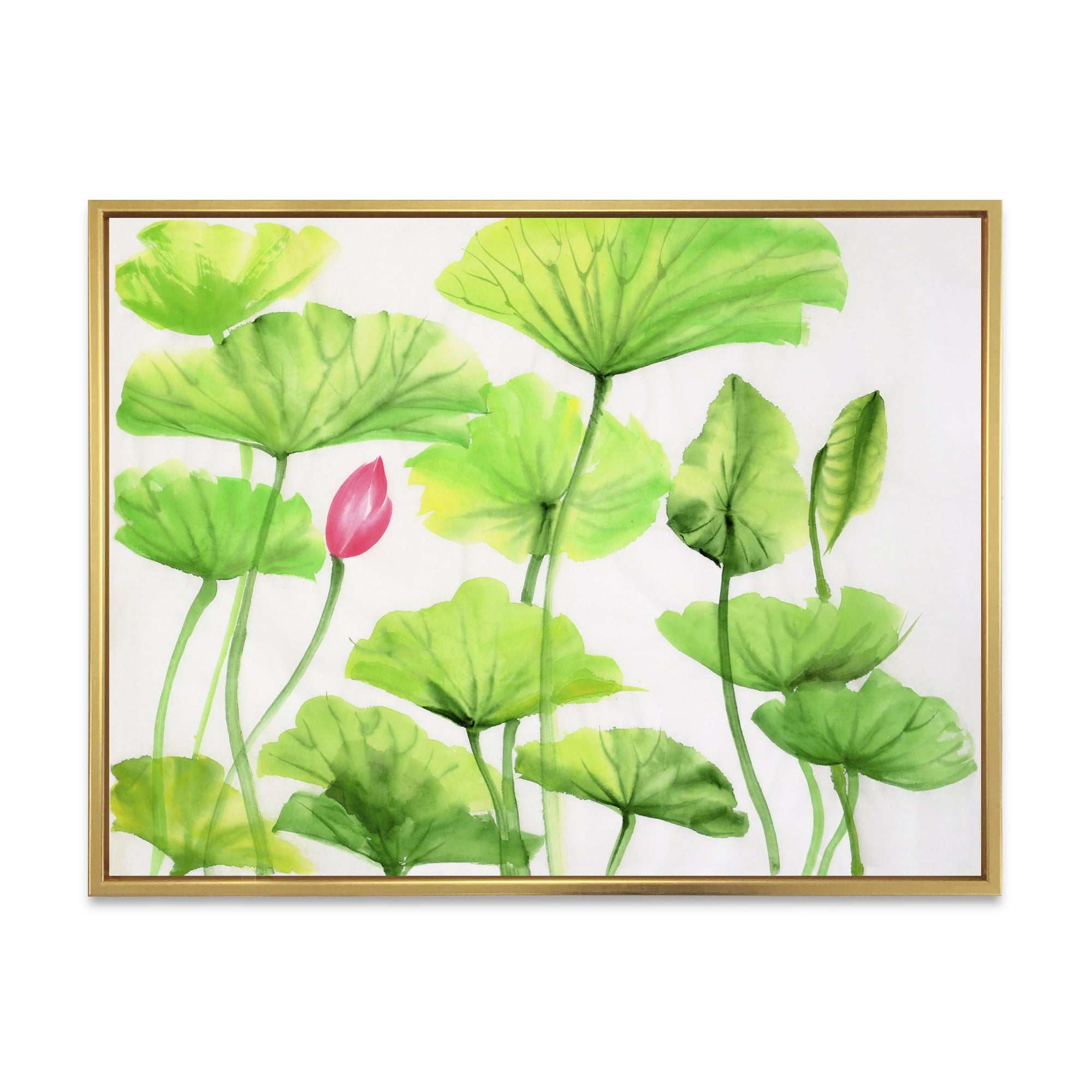 Designart 'Ancient Pink Lotuses In The Pond VIII' Traditional Framed Canvas Wall Art Print