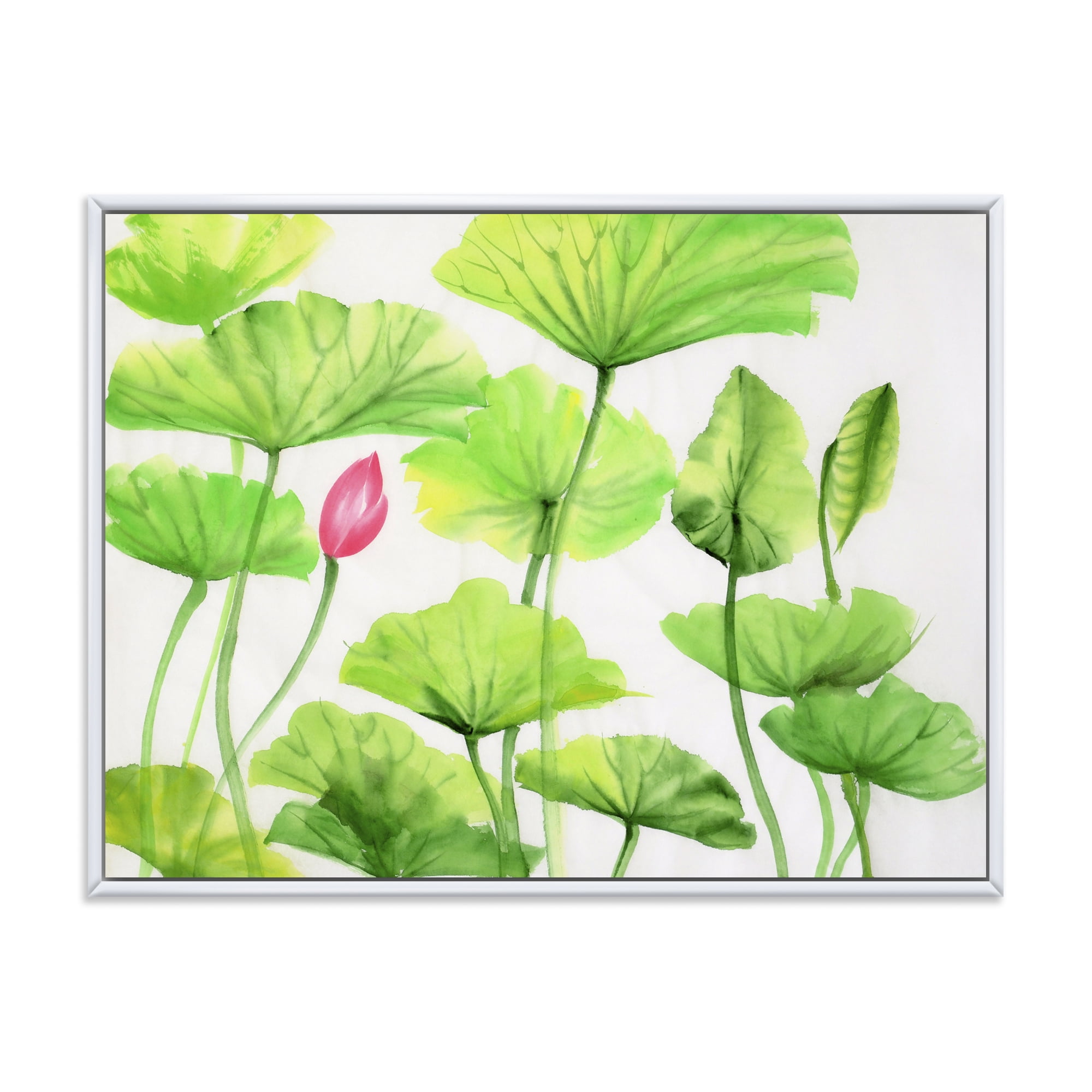 Designart 'Ancient Pink Lotuses In The Pond VIII' Traditional Framed Canvas Wall Art Print