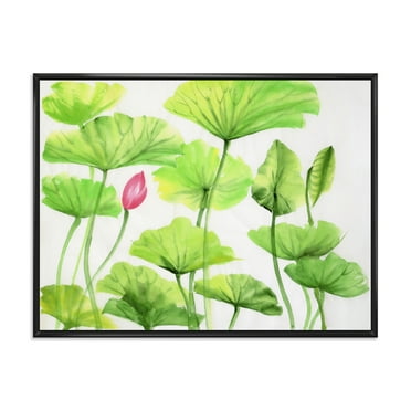 Designart 'Ancient Pink Lotuses In The Pond VIII' Traditional Framed Canvas Wall Art Print