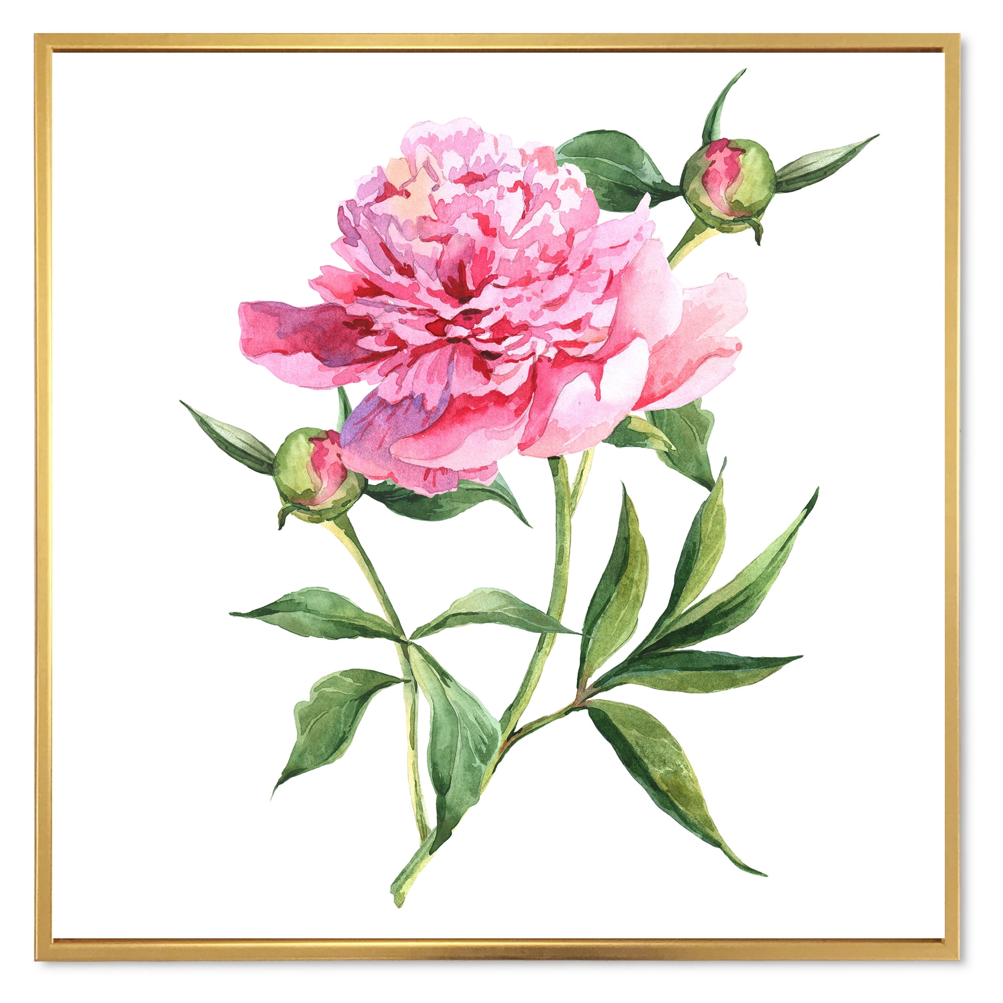 Designart 'Ancient Pink Peonies' Traditional Framed Canvas Wall Art Print