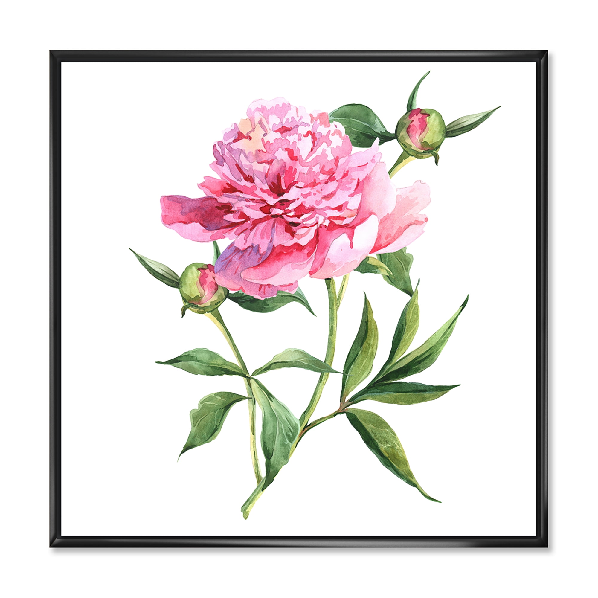 Designart 'Ancient Pink Peonies' Traditional Framed Canvas Wall Art Print