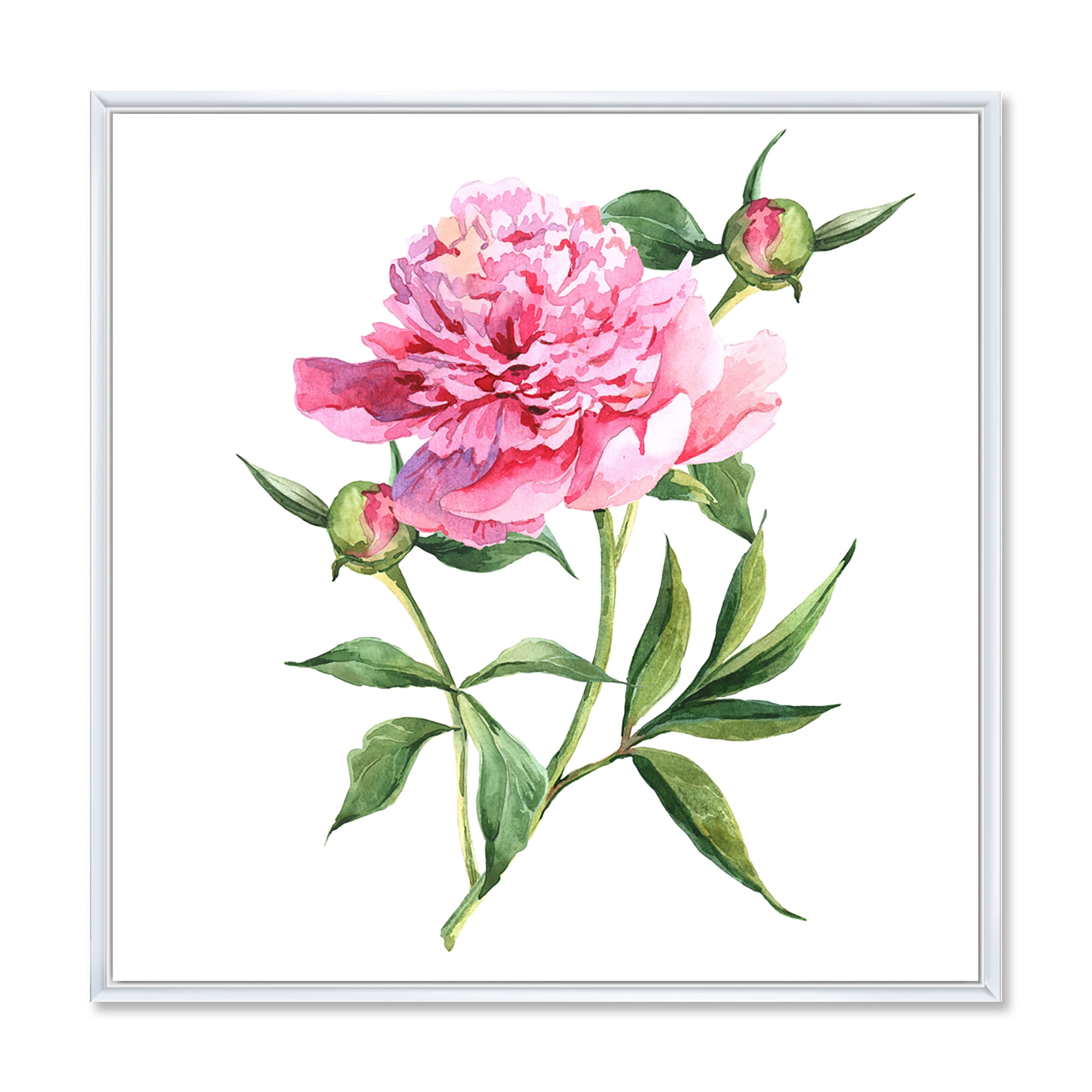 Designart 'Ancient Pink Peonies' Traditional Framed Canvas Wall Art Print