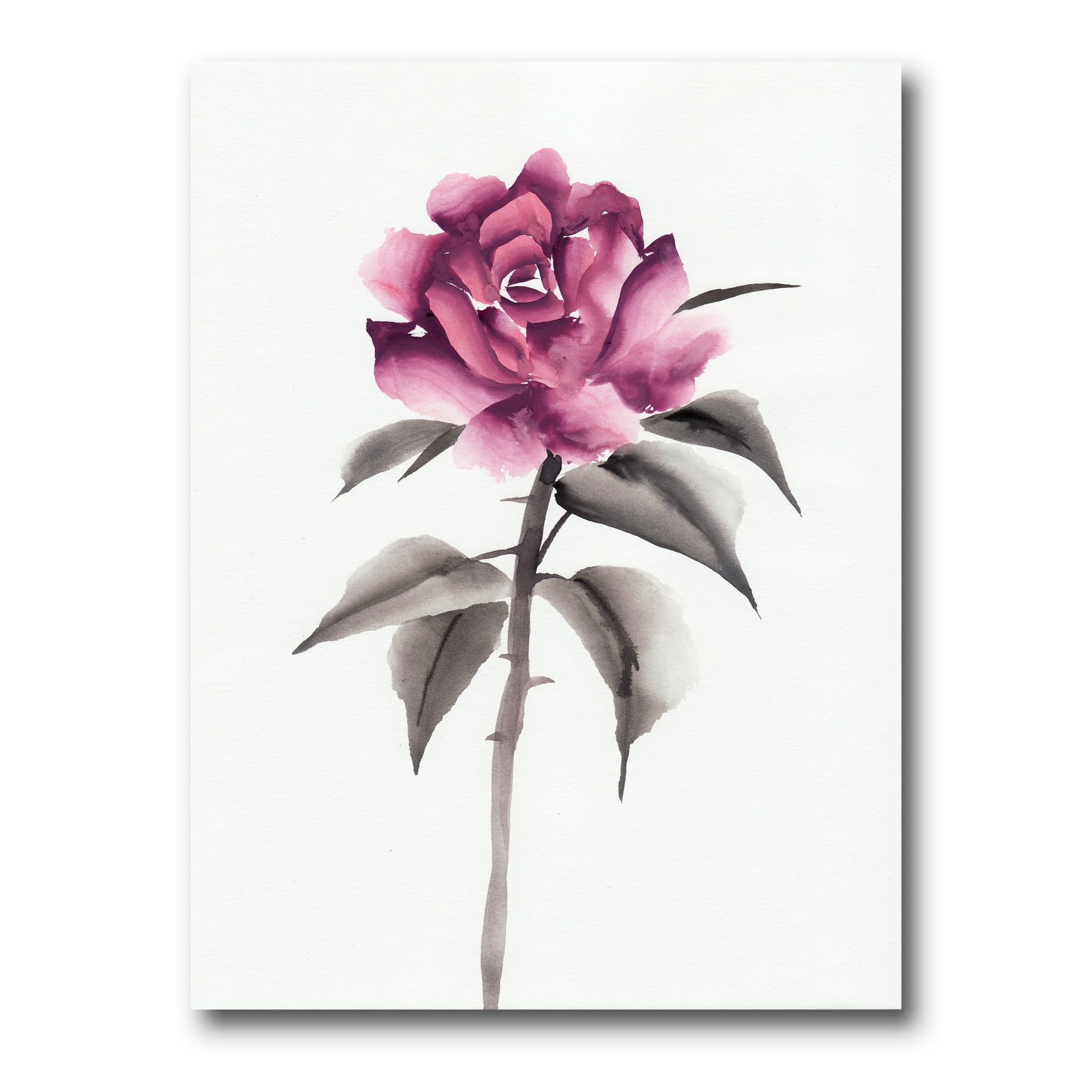 Designart ' Ancient Pink Rose Flower ' Traditional Canvas Wall Art Print