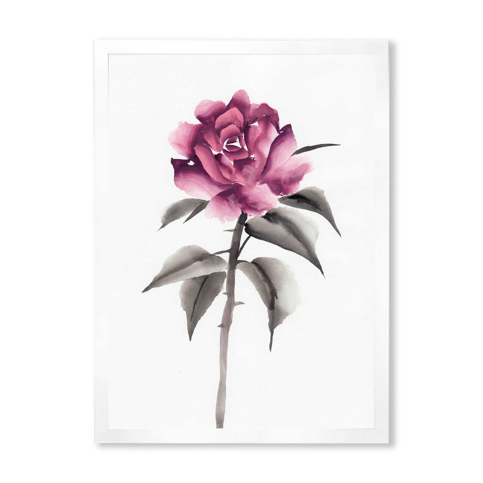 Designart 'Ancient Pink Rose Flower' Traditional Framed Art Print