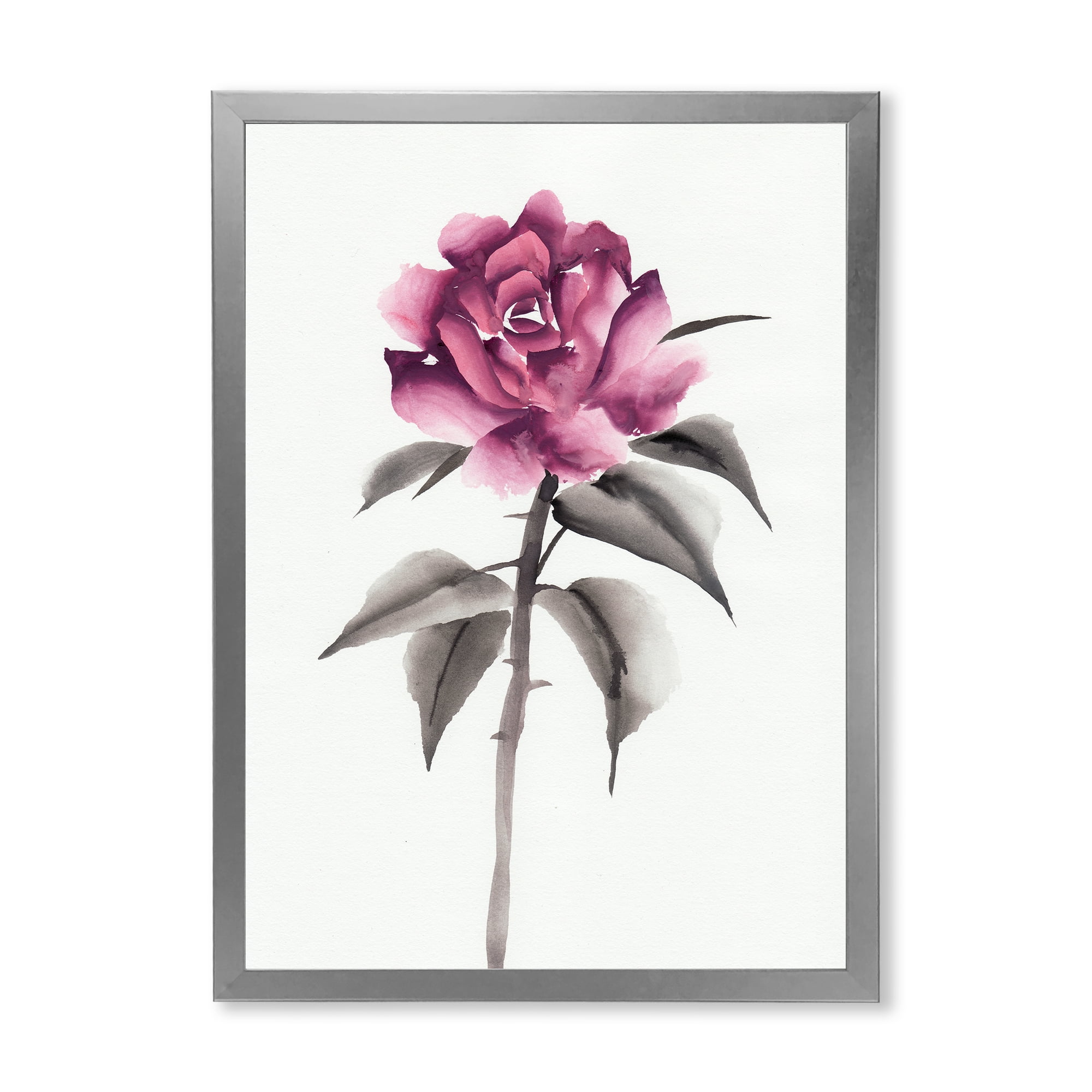 Designart 'Ancient Pink Rose Flower' Traditional Framed Art Print