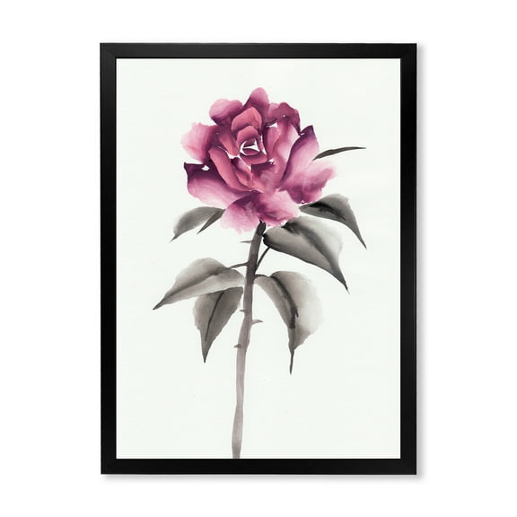Designart 'Ancient Pink Rose Flower' Traditional Framed Art Print