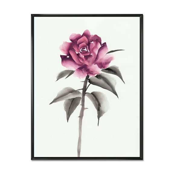 Designart 'Ancient Pink Rose Flower' Traditional Framed Canvas Wall Art Print