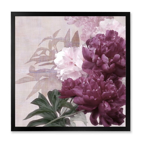 Designart 'Ancient Pink and Purple Flowers I' Traditional Framed Art Print