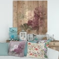 thumbnail image 1 of Designart 'Ancient Pink and Purple Flowers II' Traditional Print on Natural Pine Wood, 1 of 5