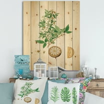 Designart 'Ancient Plant Life X' Farmhouse Print on Natural Pine Wood