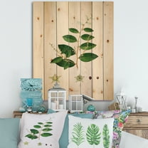 Designart 'Ancient Plant Life XVI' Farmhouse Print on Natural Pine Wood