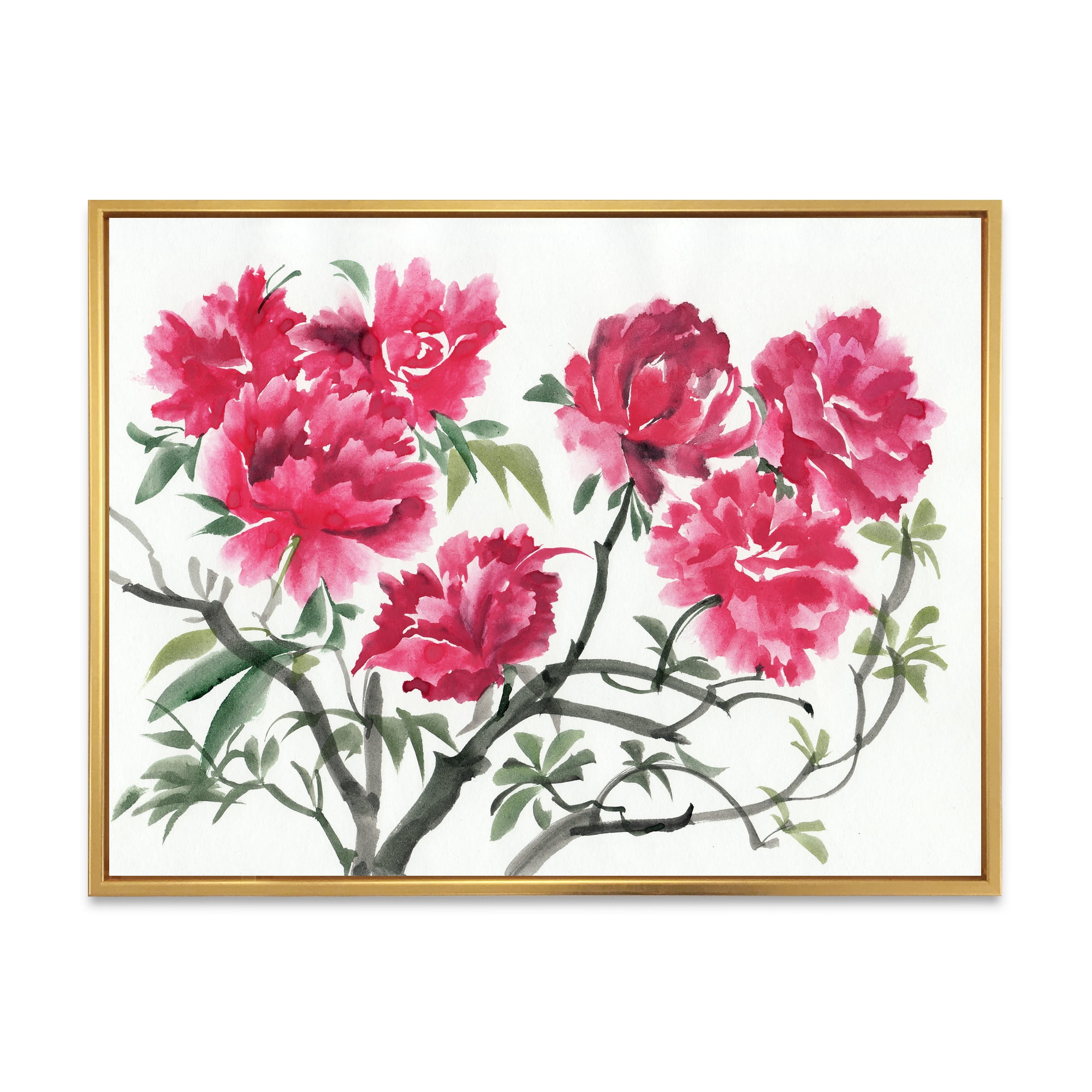 Designart 'Ancient Purple Azalea Flower' Traditional Framed Canvas Wall Art Print