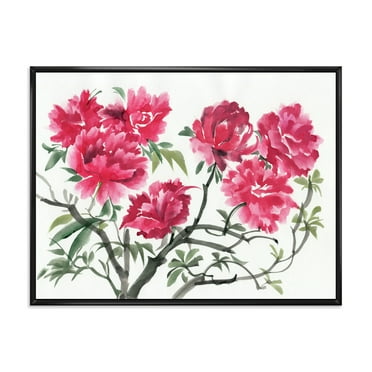 Designart 'Ancient Purple Azalea Flower' Traditional Framed Canvas Wall Art Print