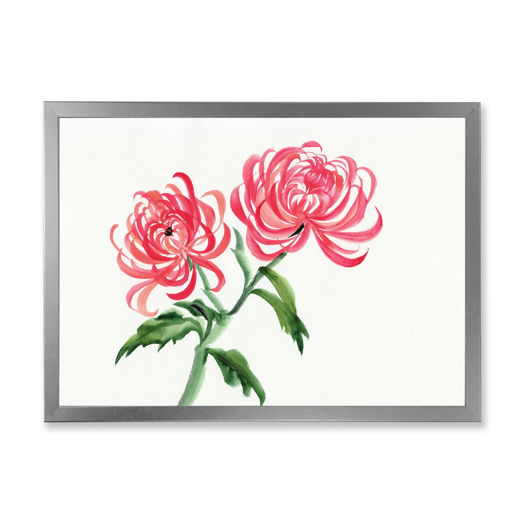 Designart 'Ancient Purple Chrysanthemum Flower' Traditional Framed Art Print
