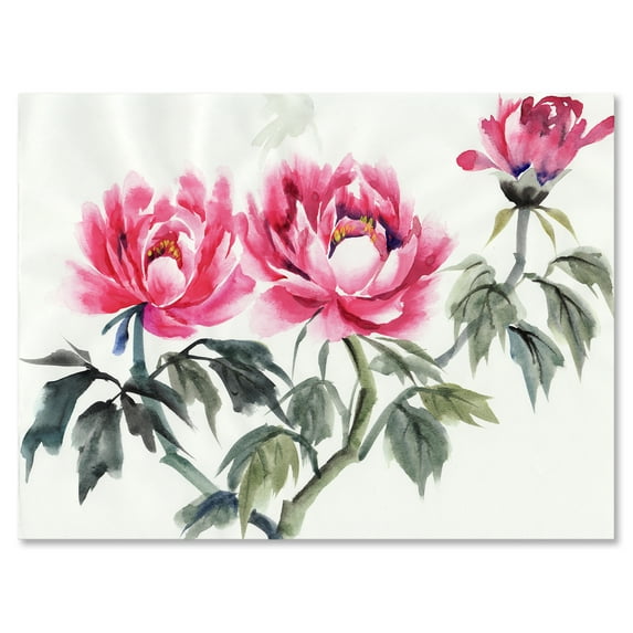 Designart ' Ancient Purple Peonies Branch ' Traditional Canvas Wall Art Print