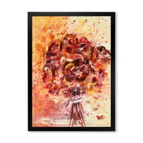 Designart 'Ancient Red Fresh Flowers Bouquet' Traditional Framed Art Print