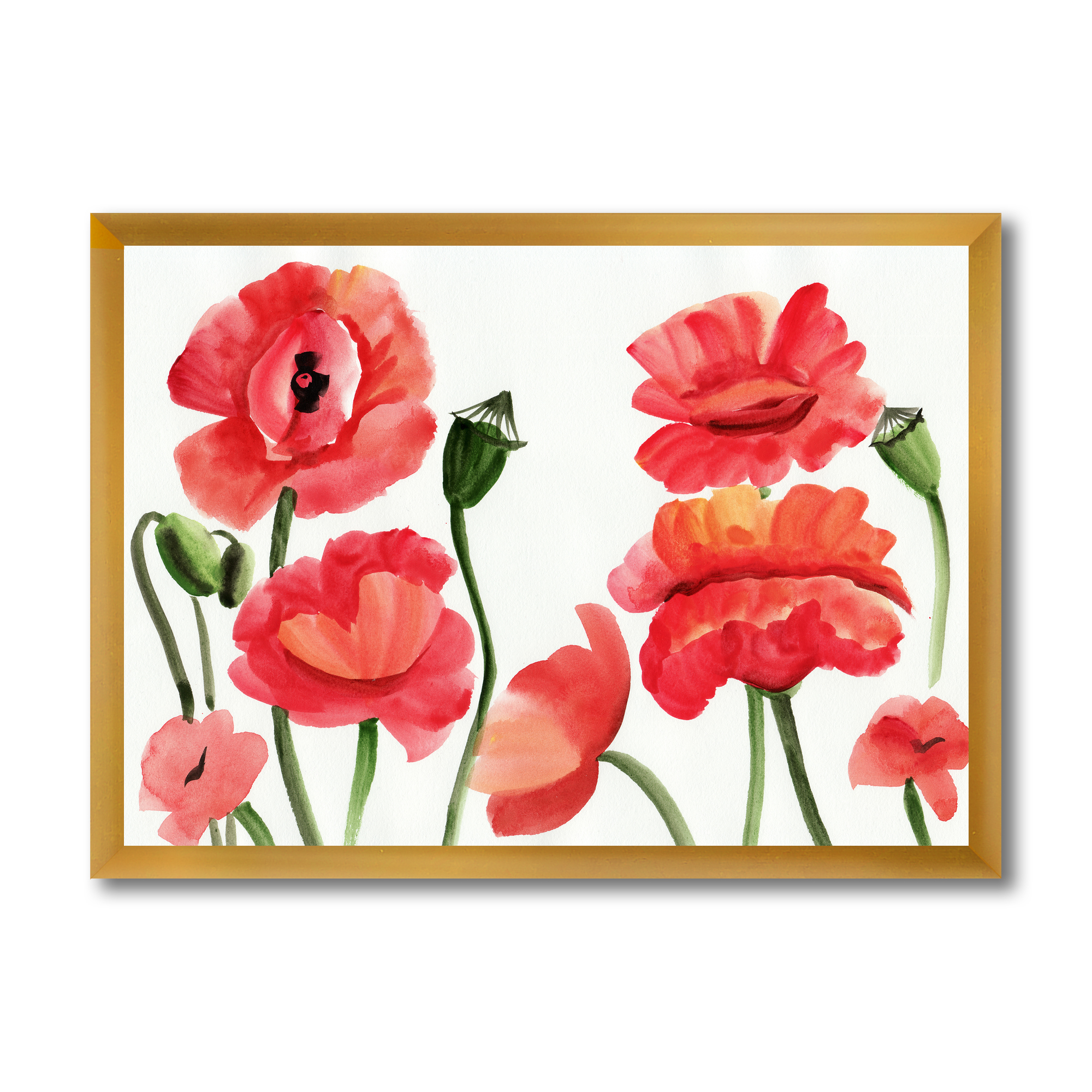 Designart 'Ancient Red Poppies I' Traditional Framed Art Print