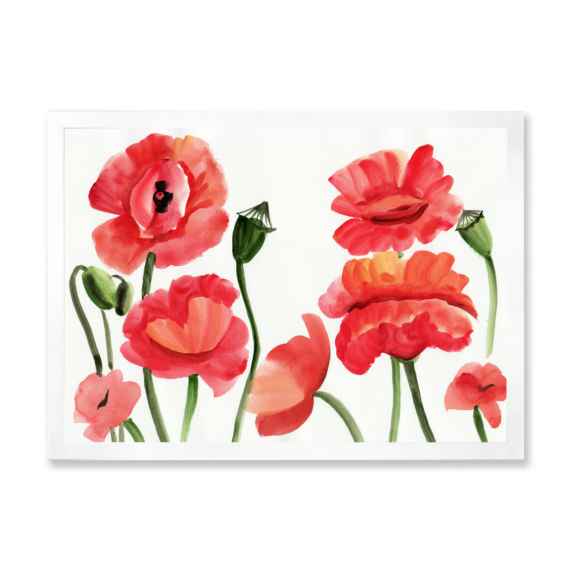 Designart 'Ancient Red Poppies I' Traditional Framed Art Print