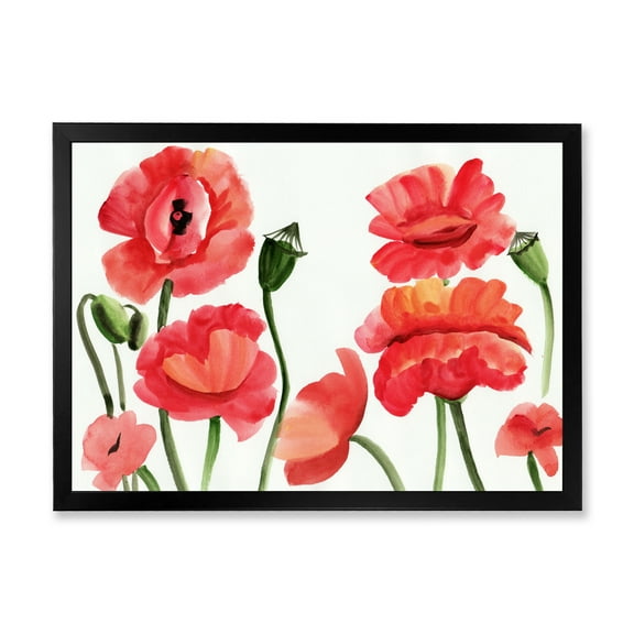 Designart 'Ancient Red Poppies I' Traditional Framed Art Print