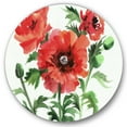 thumbnail image 1 of Designart 'Ancient Red Poppies II' Traditional Circle Metal Wall Art 23x23 - Disc of 23, 1 of 5