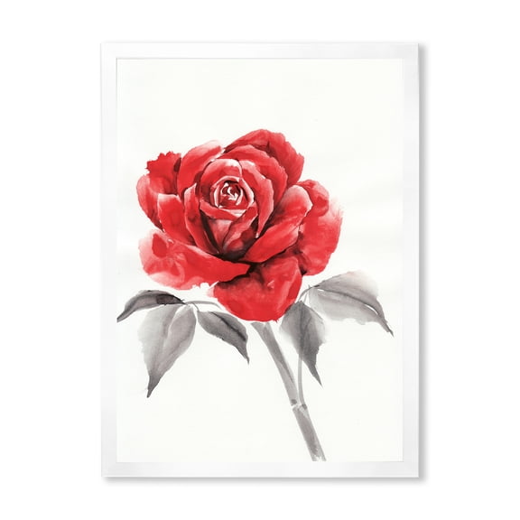 Designart 'Ancient Red Rose Flower I' Traditional Framed Art Print