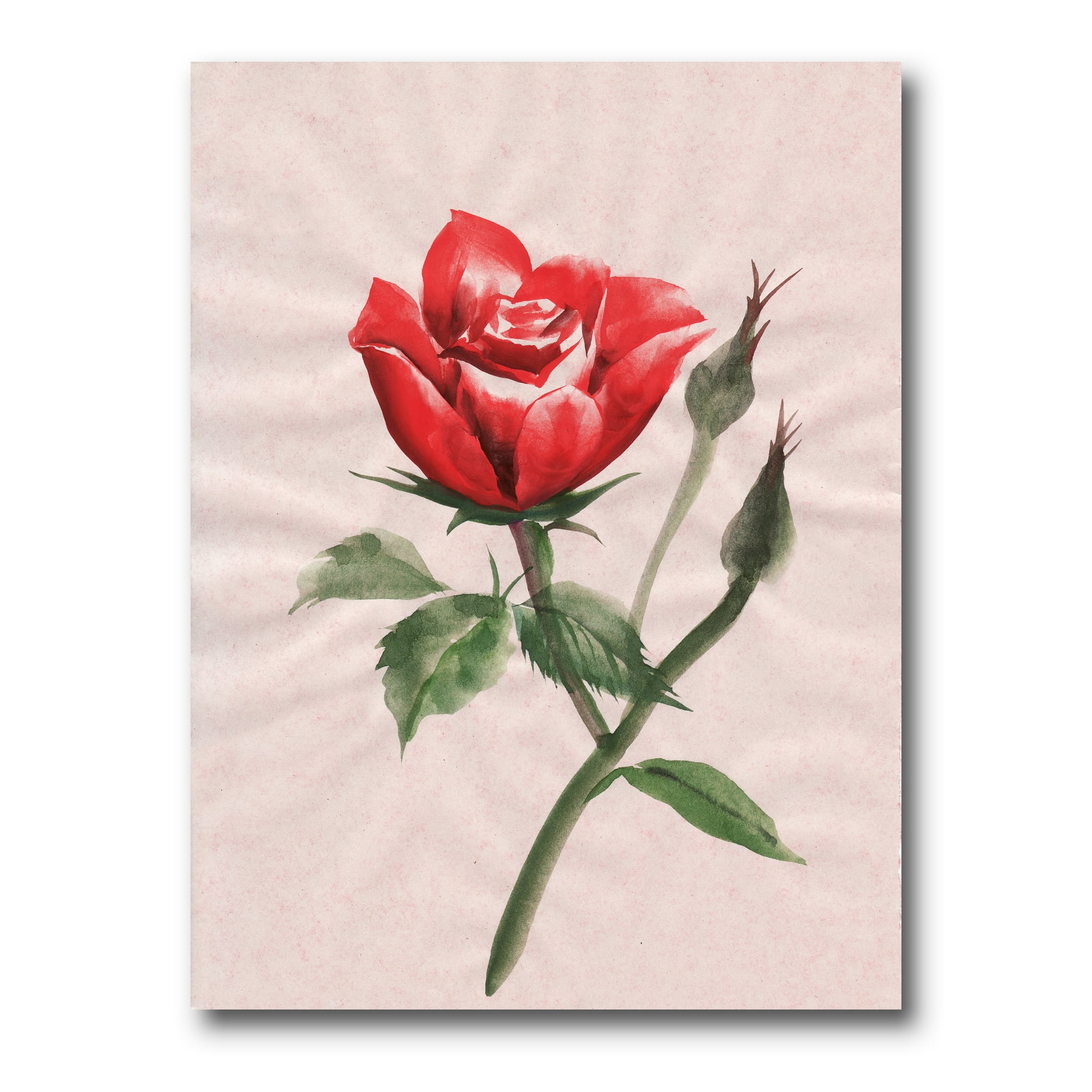 Designart ' Ancient Red Rose Flower II ' Traditional Canvas Wall Art Print