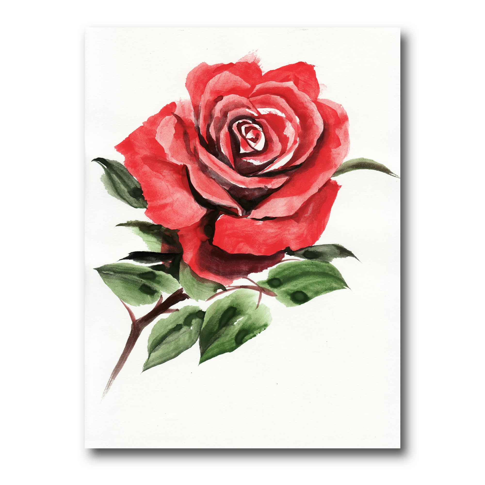 Designart ' Ancient Red Rose Flower III ' Traditional Canvas Wall Art Print