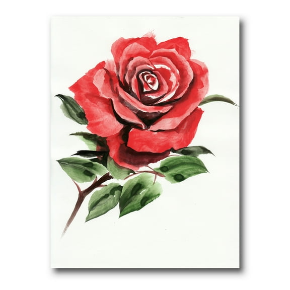 Designart ' Ancient Red Rose Flower III ' Traditional Canvas Wall Art Print