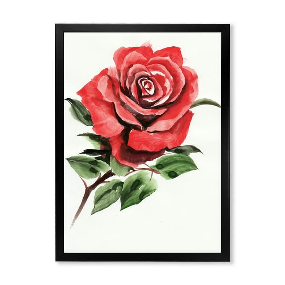 Designart 'Ancient Red Rose Flower III' Traditional Framed Art Print