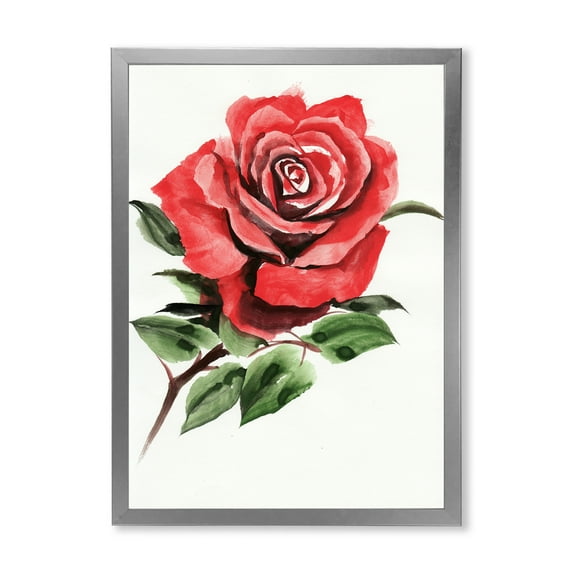 Designart 'Ancient Red Rose Flower III' Traditional Framed Art Print