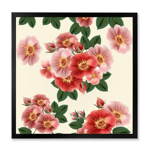 Designart 'Ancient Red Roses' Traditional Framed Art Print