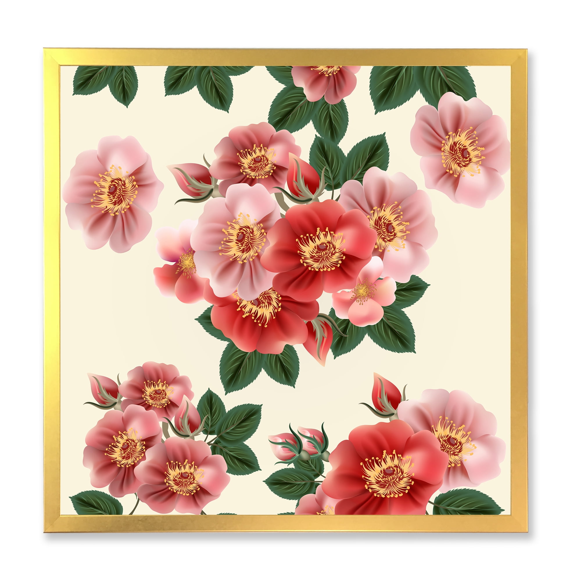 Designart 'Ancient Red Roses' Traditional Framed Art Print