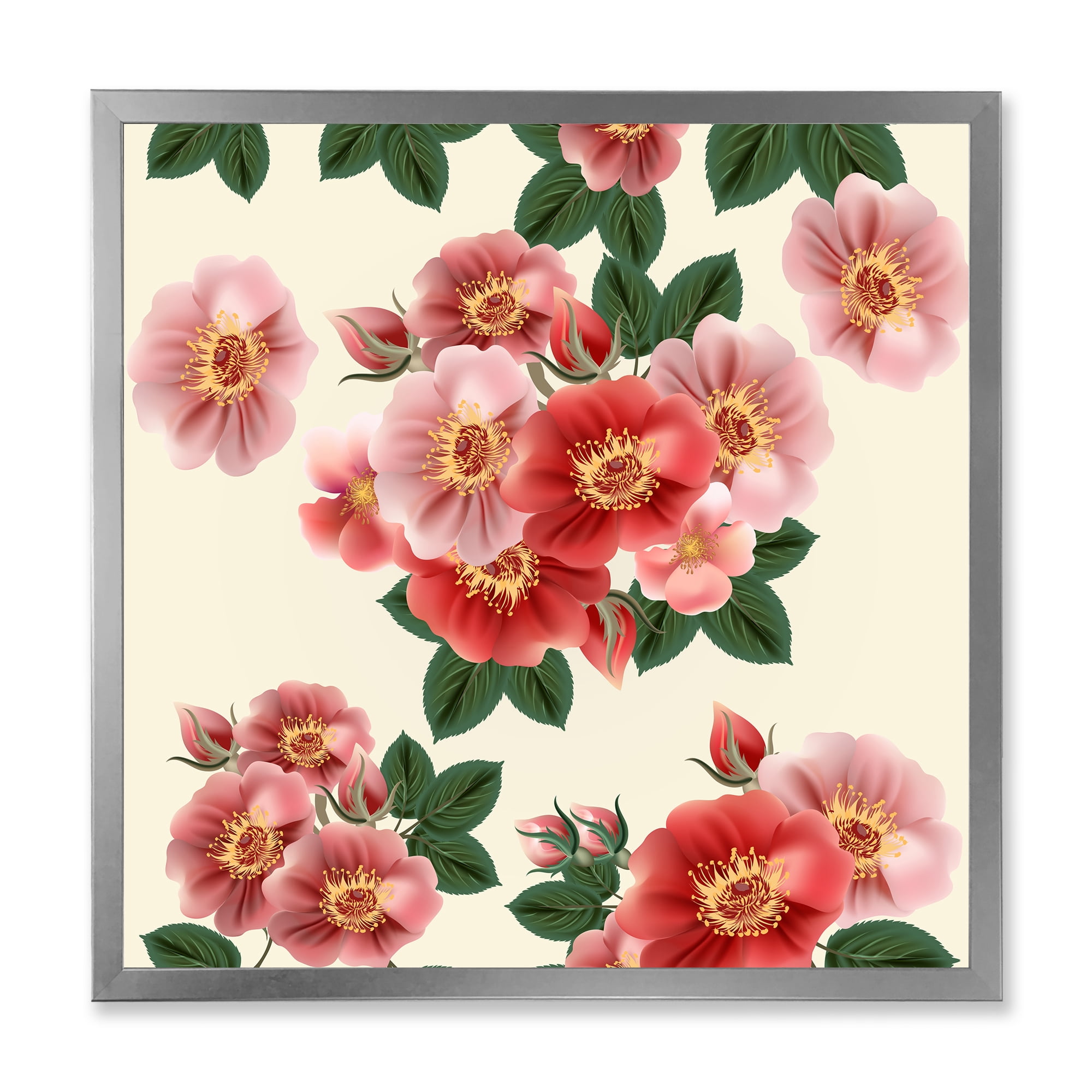 Designart 'Ancient Red Roses' Traditional Framed Art Print