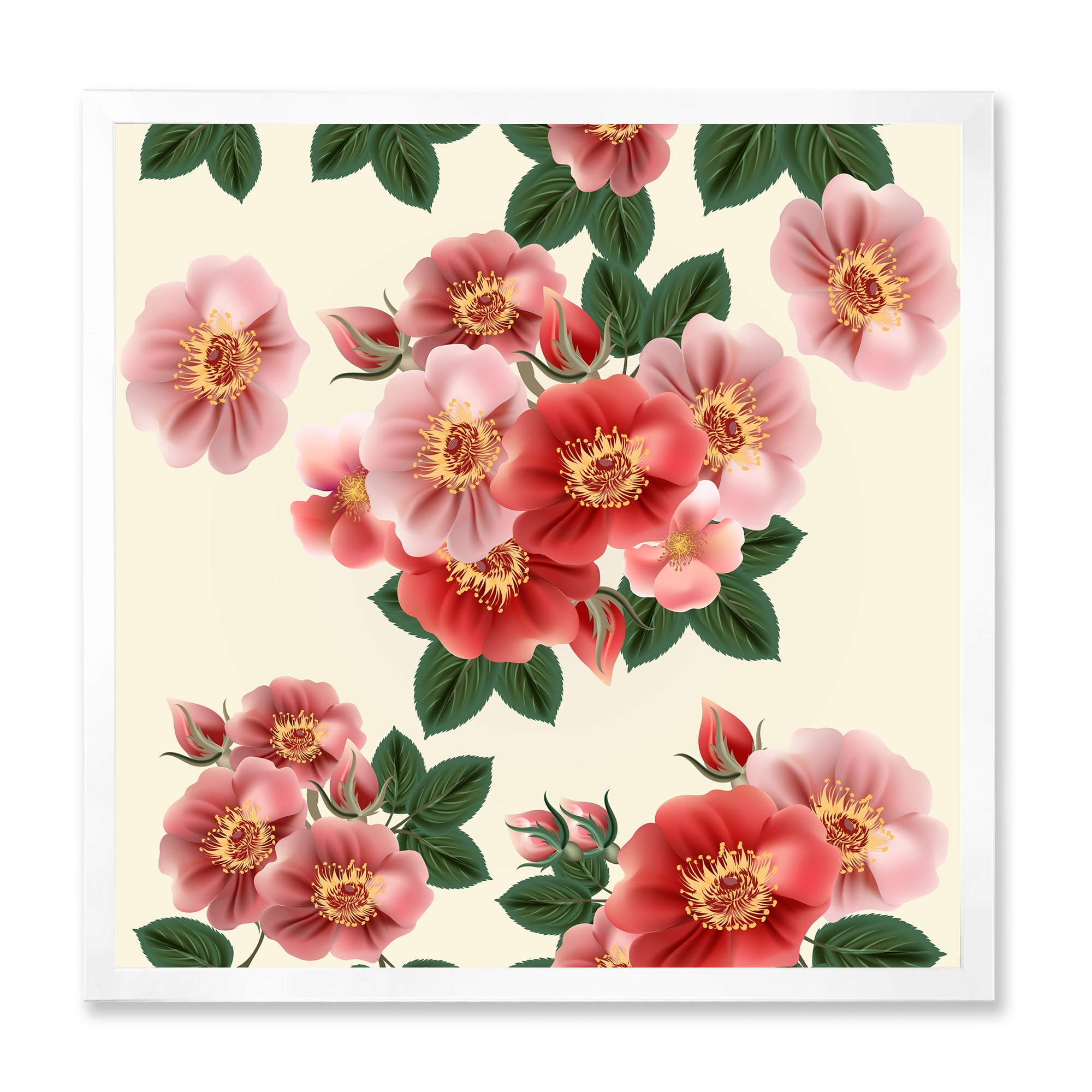 Designart 'Ancient Red Roses' Traditional Framed Art Print