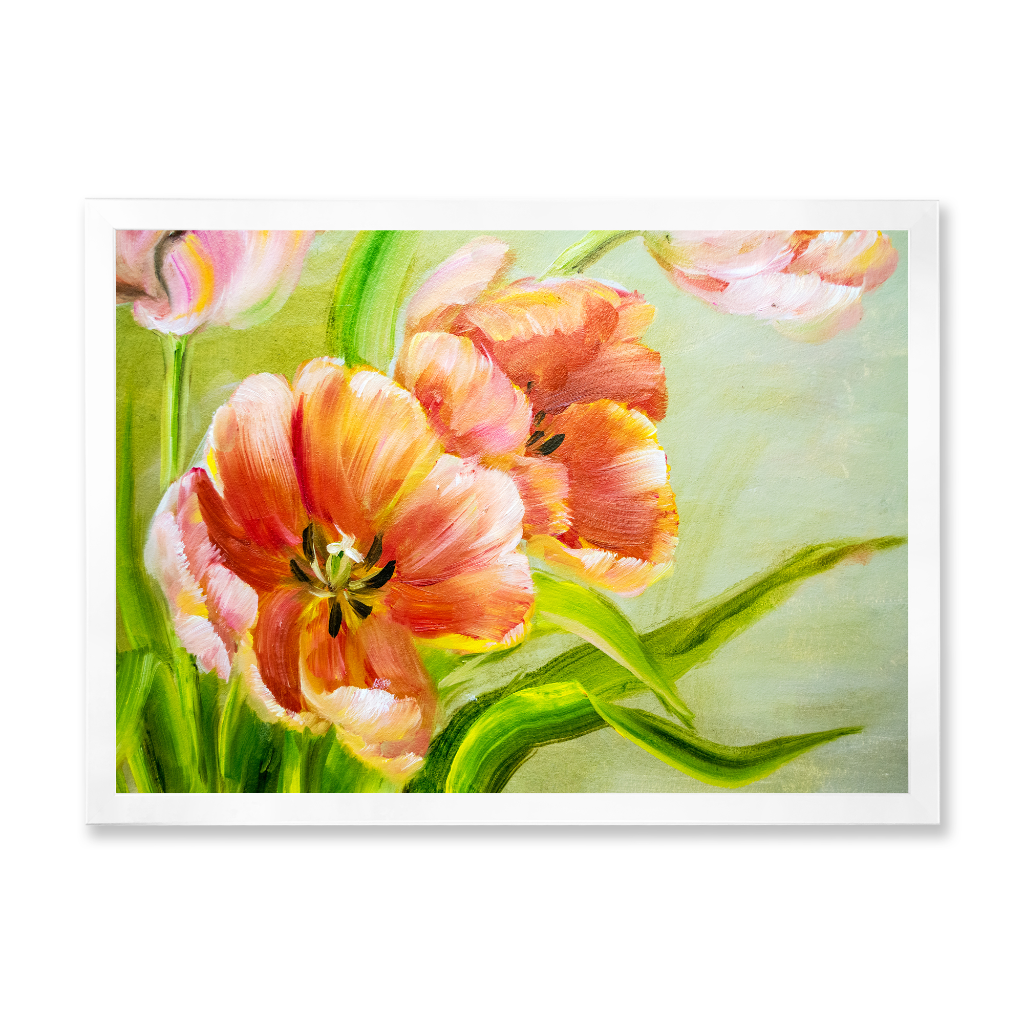 Designart 'Ancient Red Tulips Flowers II' Traditional Framed Art Print