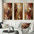 thumbnail image 1 of Designart "Ancient Revelations Gold and Red Abstract III" Abstract Painting Framed Wall Art Set Of 3 - Gold Modern Frame Canvas Set For Living Room Decor, 1 of 6