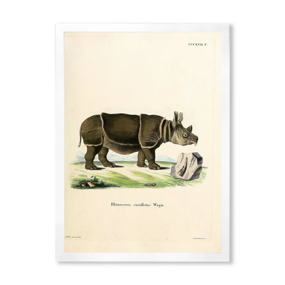 Designart 'Ancient Rhinoceros' Farmhouse Framed Art Print