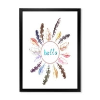 Designart 'Ancient Round Wreath With Birds Feathers' Bohemian & Eclectic Framed Art Print