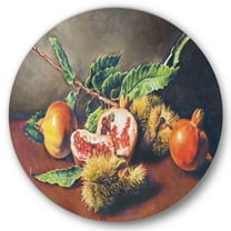 Designart 'Ancient Still Life of Orange Fruits' Traditional Circle Metal Wall Art 36x36 - Disc of 36